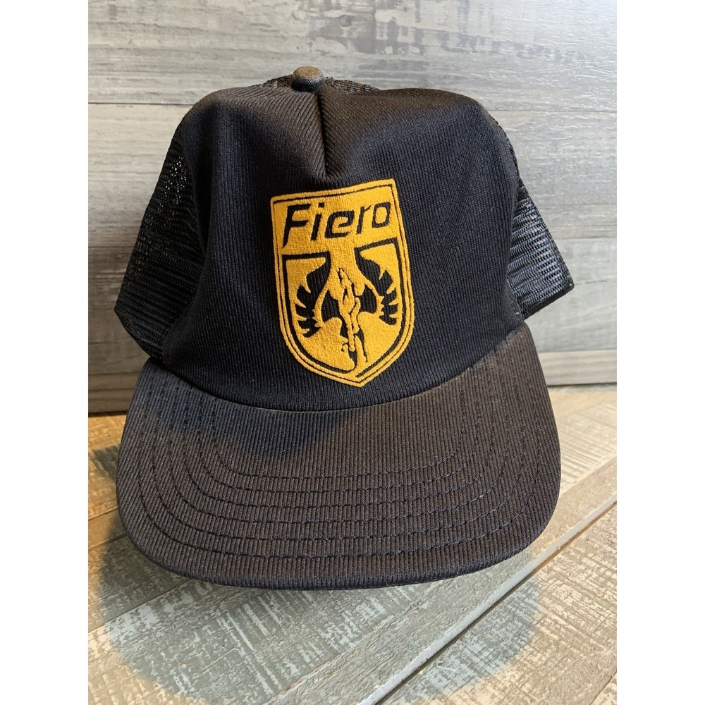Vintage Pontiac Fiero Black‎ Yellow Promo Trucker Snapback Made in USA Rare